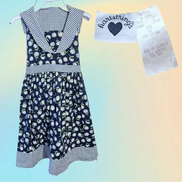 Hartstrings | Dresses | Vtg 9s Heartstrings Bluewhite Daisy Print Halter  Dress W Sailor Collar Sz 6x | Poshmark